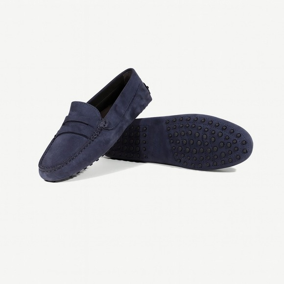 Aurelien Shoes - Aurelien Women's Navy Suede Driving Shoes Loafers 38